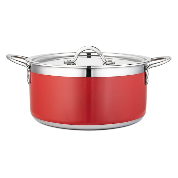 Bon Chef Country French 2 Pot W/Cover 10 1/8"Diax4 3/4"H 5 Qt 22 Oz - Red 71303-CF2-R - main